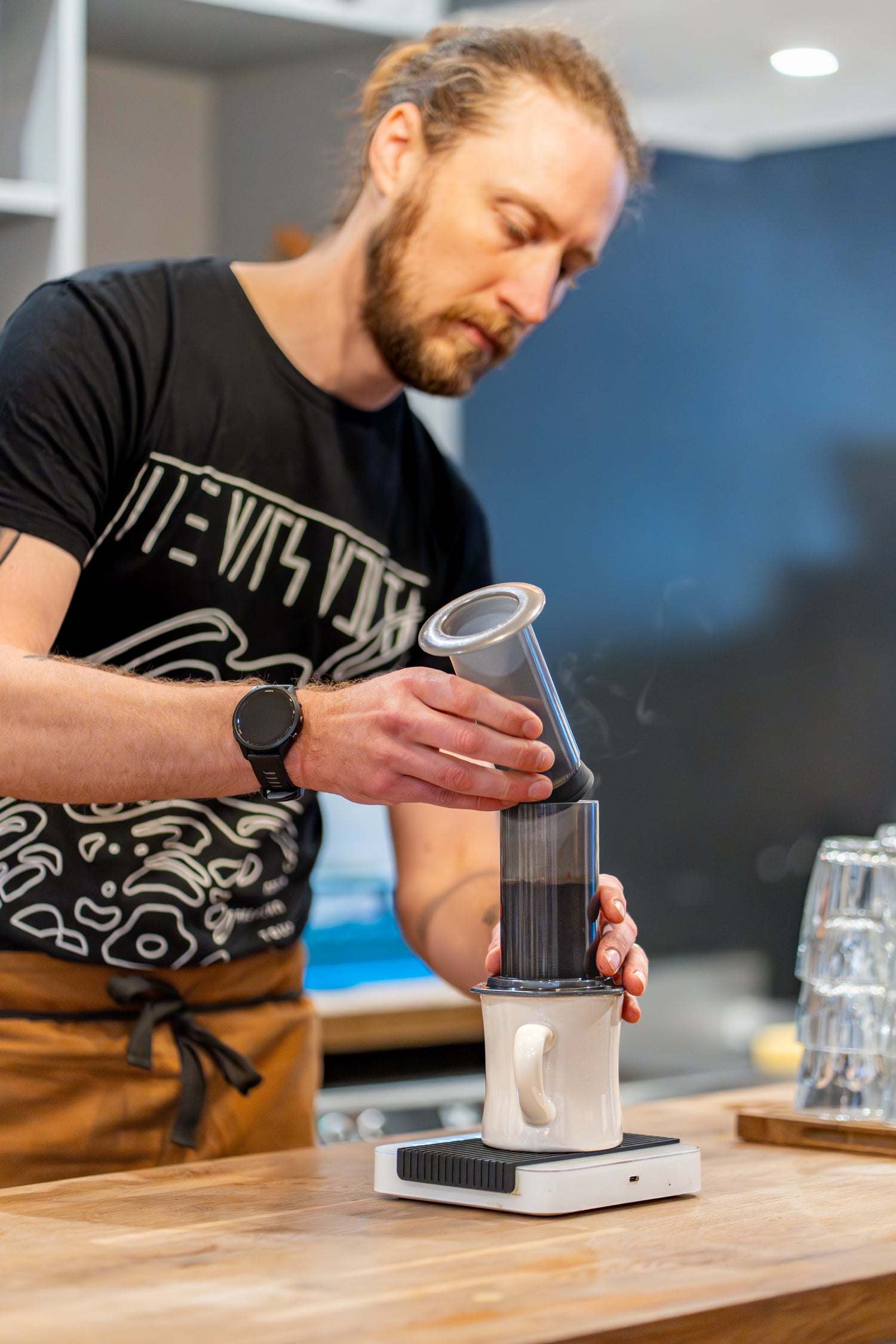 Brewing Speciality coffee in Bond Street Coffee, Brighton UK