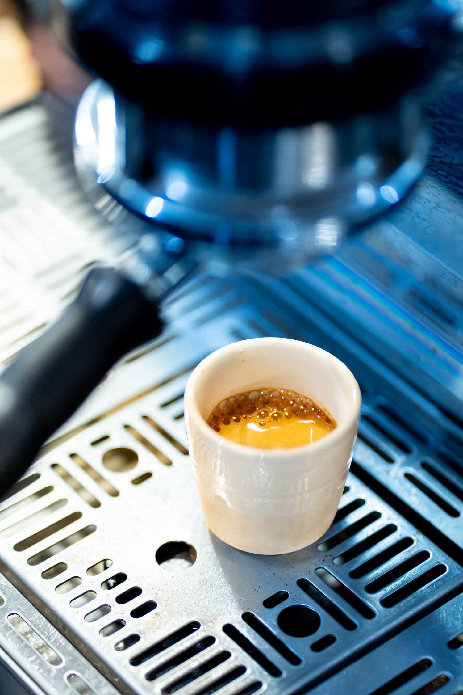A shot of espresso coffee beans in a local Sussex coffee shop