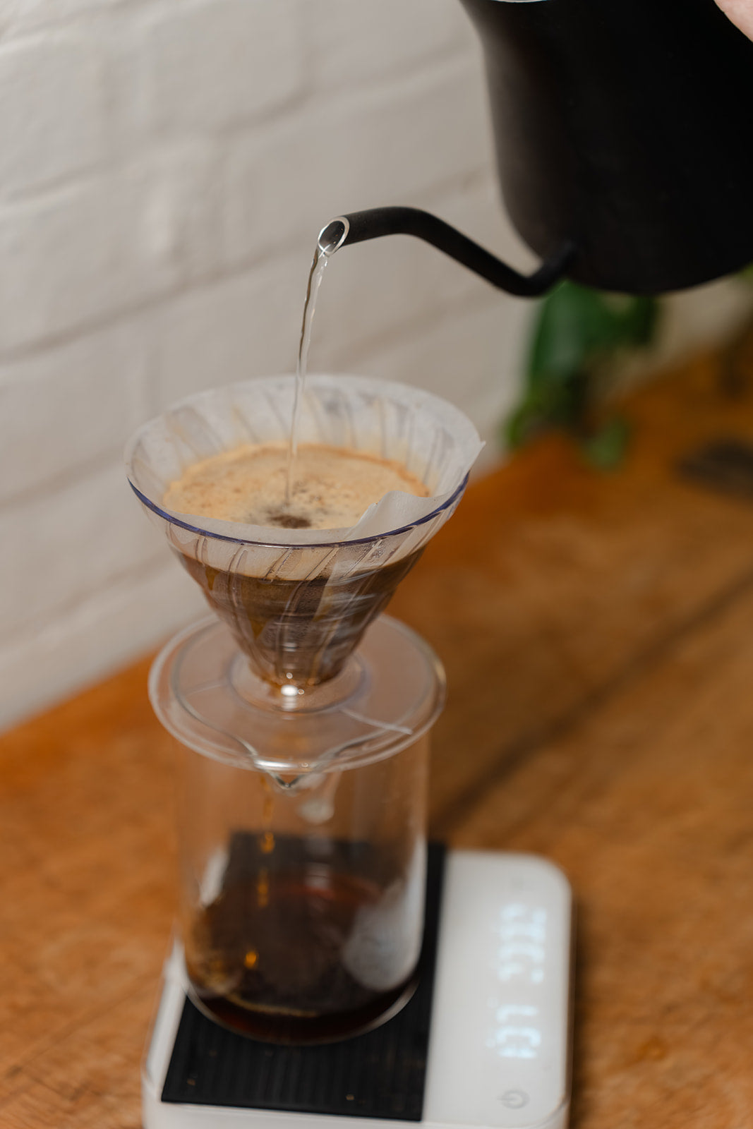 A pour over filter coffee in Bond Street Coffee, Brighton Sussex