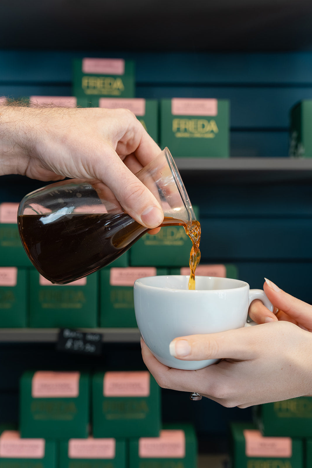 Pouring coffee in Bond Street Coffee, Best Brighton Coffee