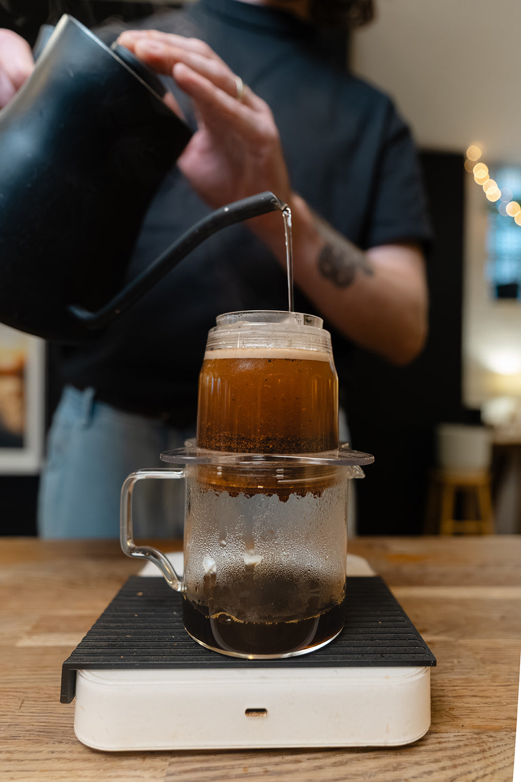 Chris brewing on the Orea Z1 Speciality Coffee brewer, Freda